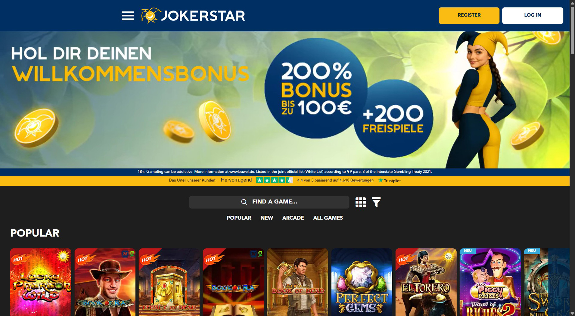 3. Jokerstar – Starker Cashlib Casino-Wert